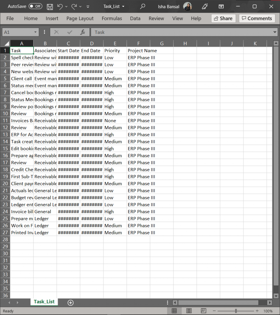 TaskList Snap ImpactMatrix