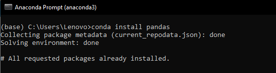 Pandas Install Anaconda Prompt